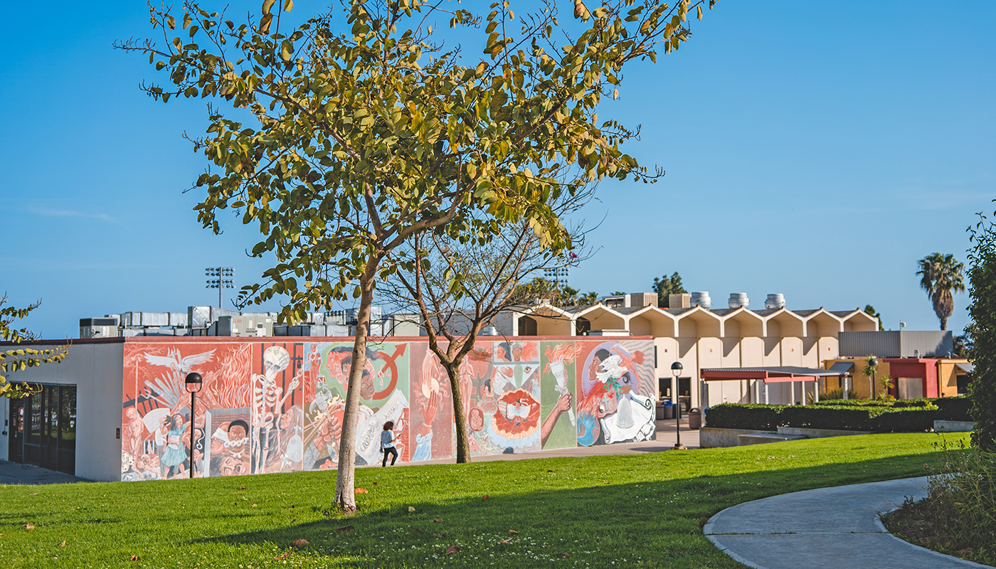 SBCC mural depicting ethnic diversity.