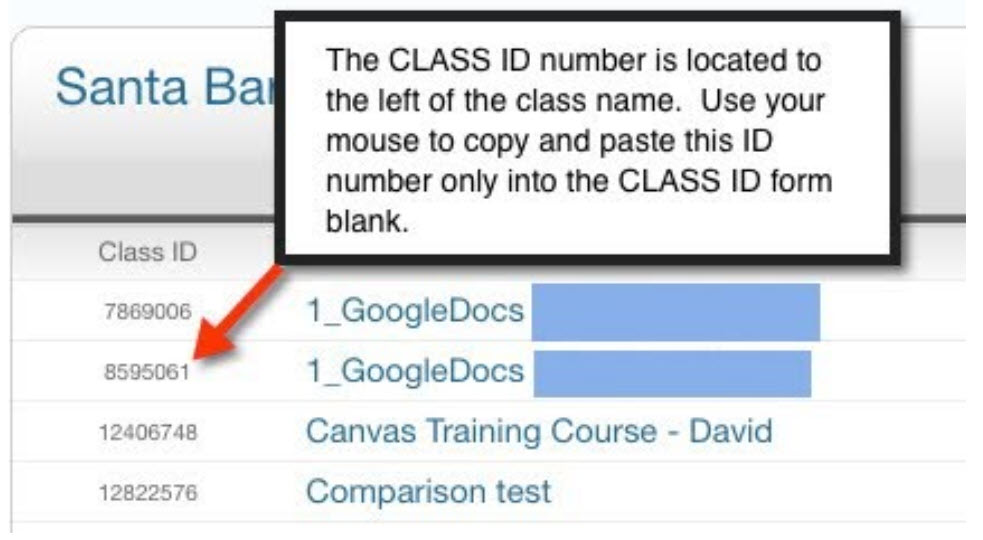 Turnitin Class ID number